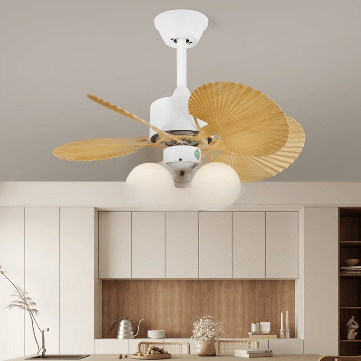 Leaf-Design Ceiling Fan Light with Petal-Shaped Glass Shades