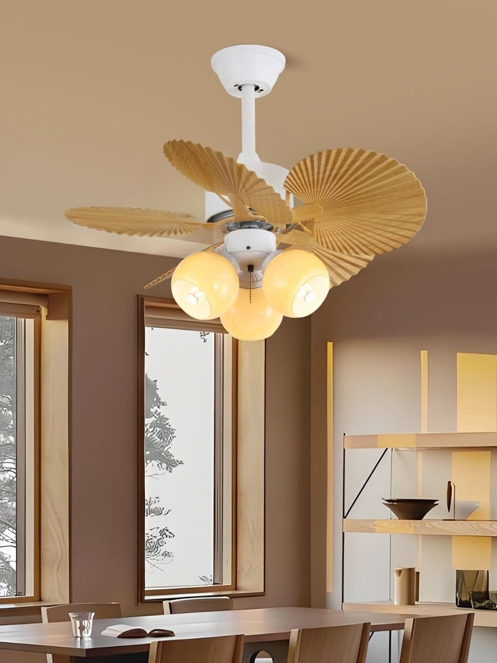 Leaf-Design Ceiling Fan Light with Petal-Shaped Glass Shades