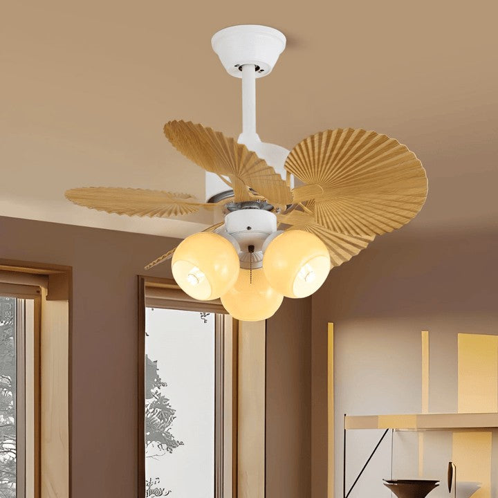 Leaf-Design Ceiling Fan Light with Petal-Shaped Glass Shades