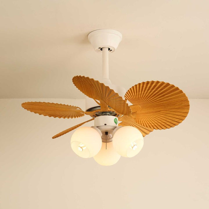 Leaf-Design Ceiling Fan Light with Petal-Shaped Glass Shades