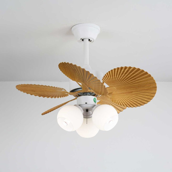 Leaf-Design Ceiling Fan Light with Petal-Shaped Glass Shades