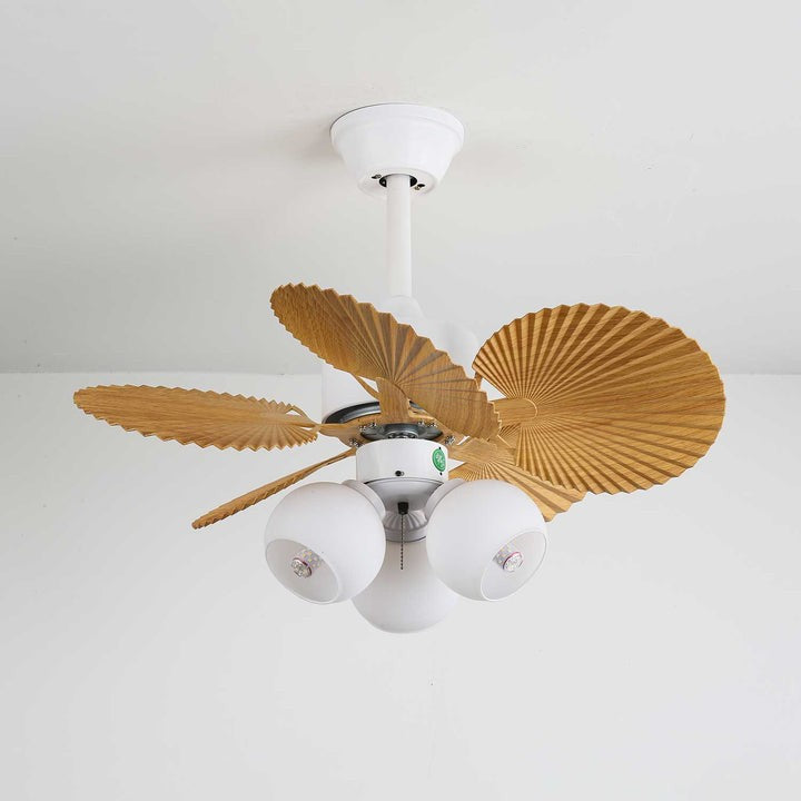 Leaf-Design Ceiling Fan Light with Petal-Shaped Glass Shades