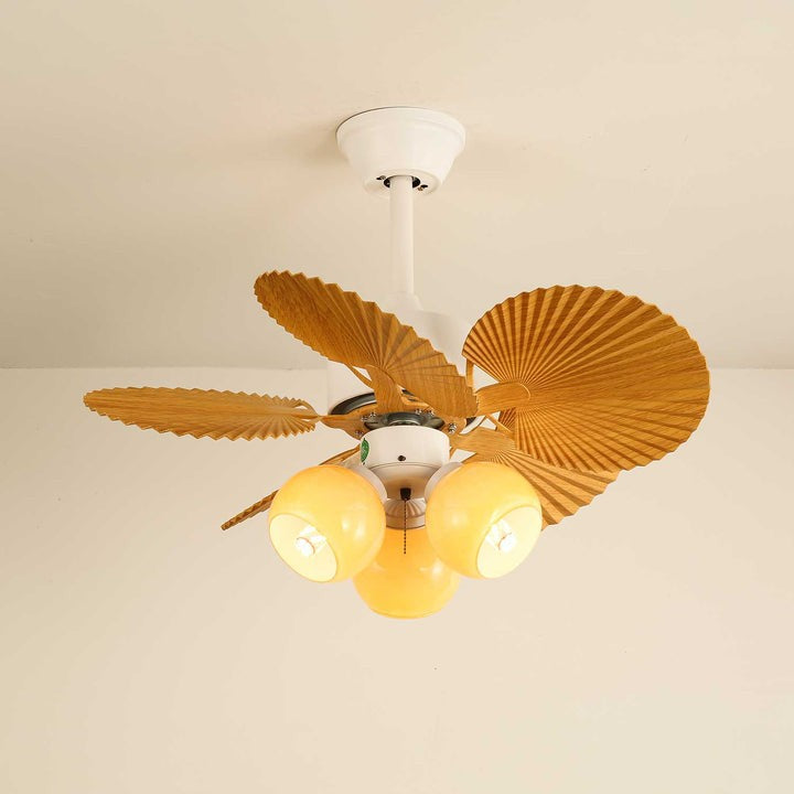 Leaf-Design Ceiling Fan Light with Petal-Shaped Glass Shades