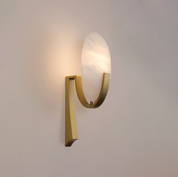 LED Alabaster Marble Wall Sconce with Brass Accents