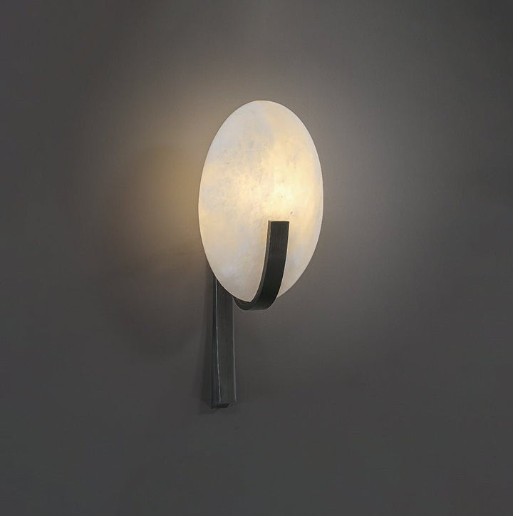 LED Alabaster Marble Wall Sconce with Brass Accents