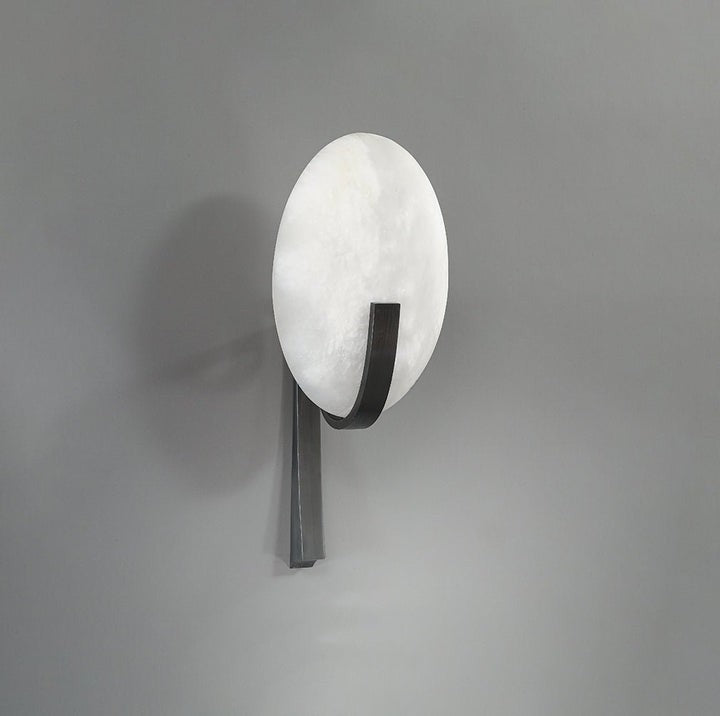 LED Alabaster Marble Wall Sconce with Brass Accents