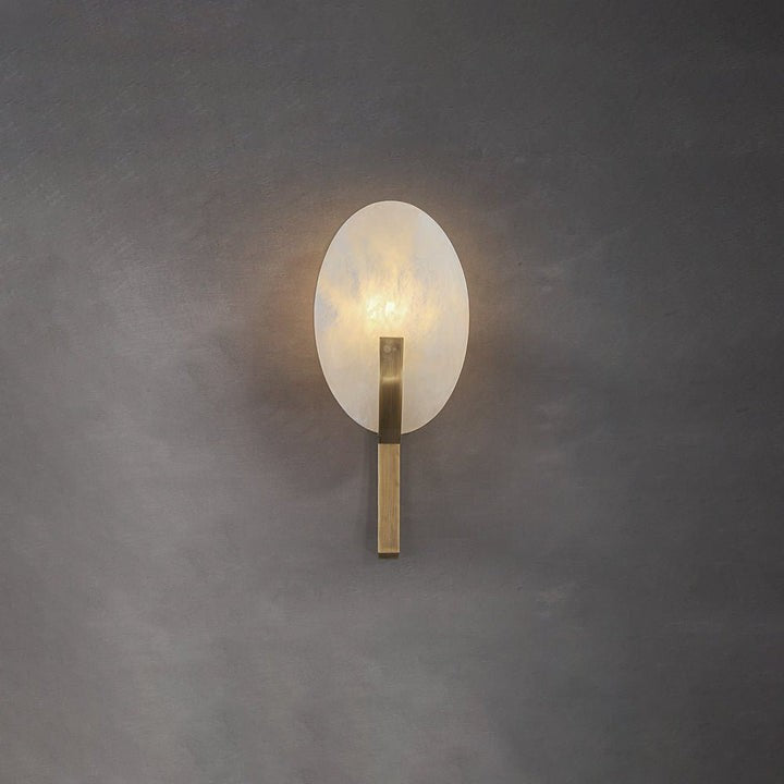LED Alabaster Marble Wall Sconce with Brass Accents