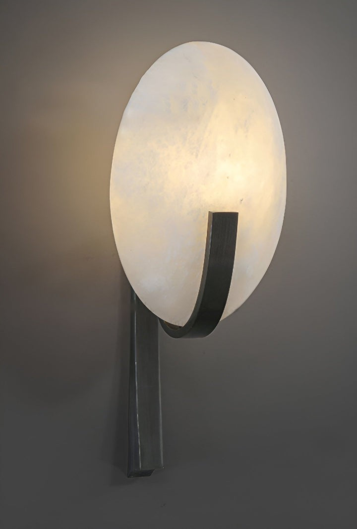 LED Alabaster Marble Wall Sconce with Brass Accents