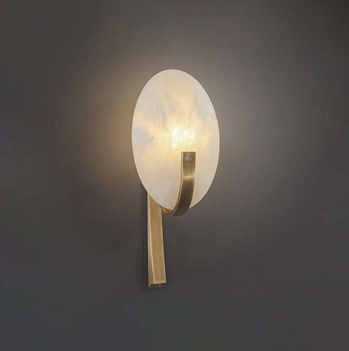LED Alabaster Marble Wall Sconce with Brass Accents