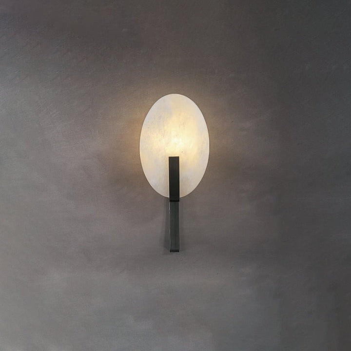 LED Alabaster Marble Wall Sconce with Brass Accents