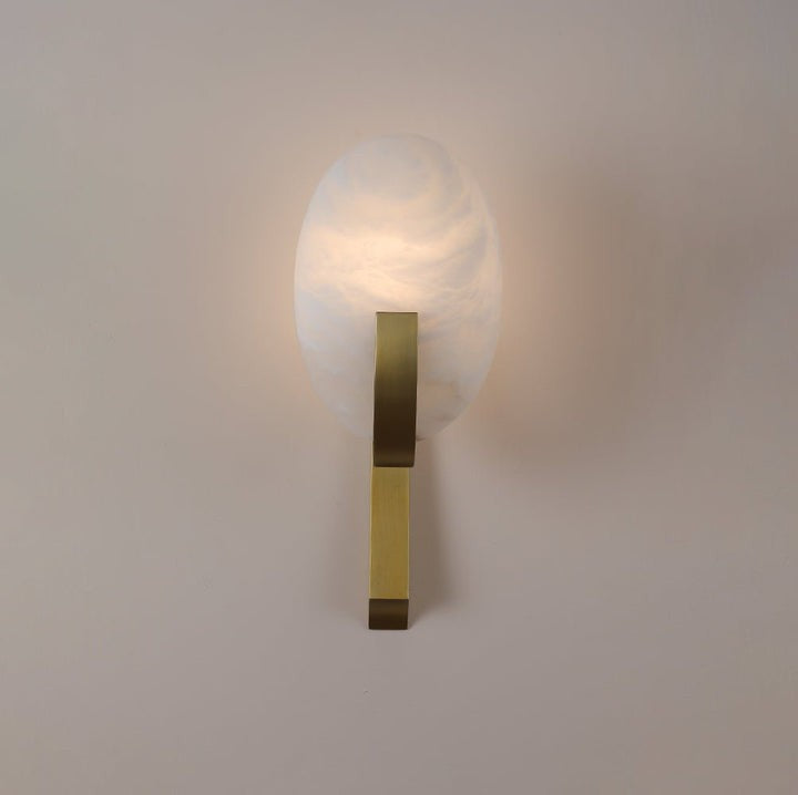 LED Alabaster Marble Wall Sconce with Brass Accents