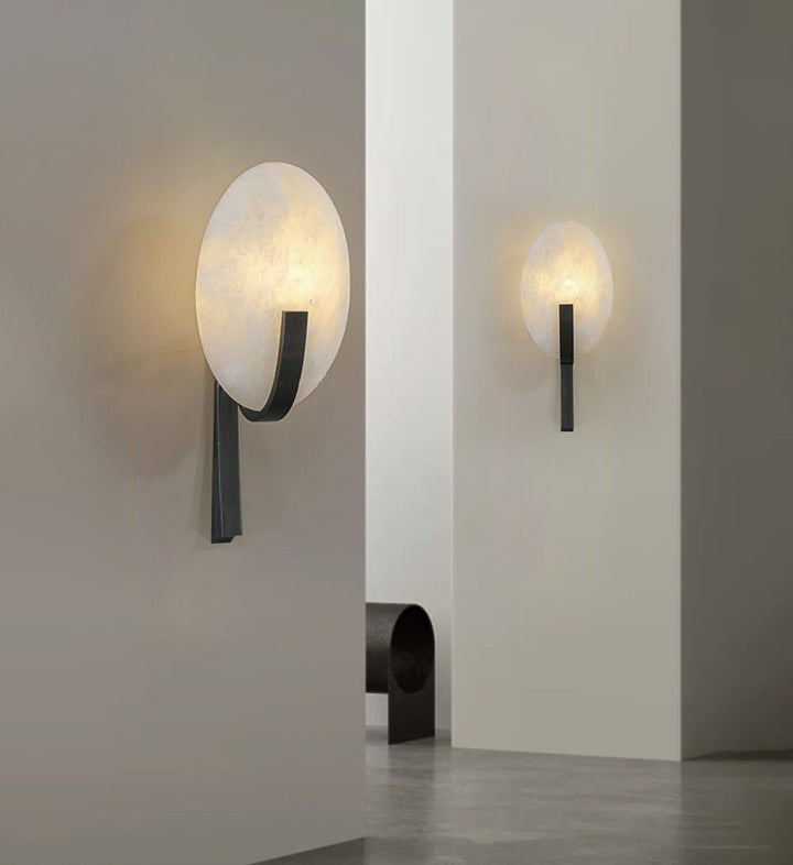 LED Alabaster Marble Wall Sconce with Brass Accents