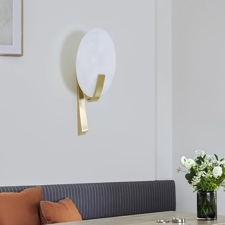 LED Alabaster Marble Wall Sconce with Brass Accents