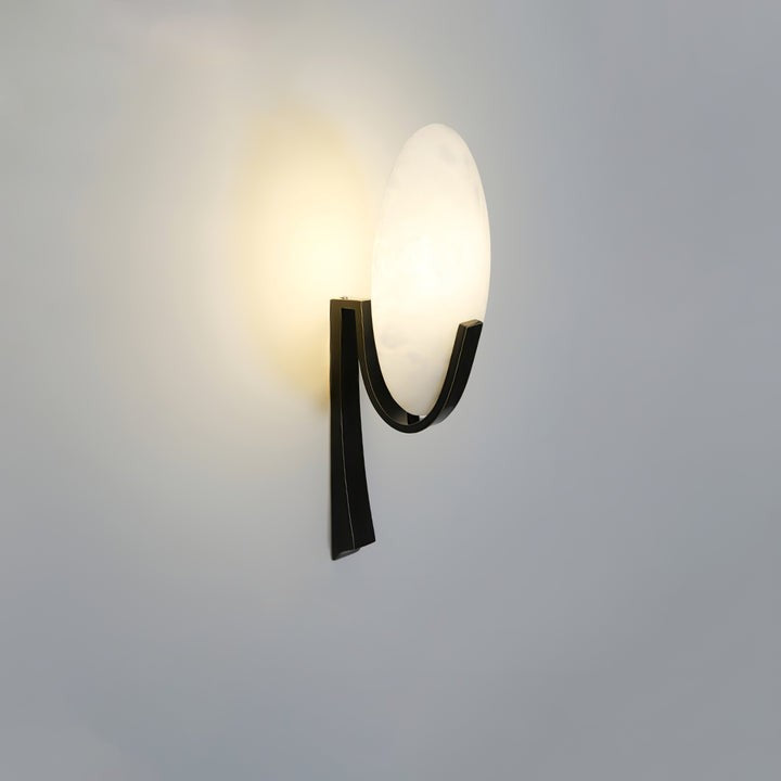LED Alabaster Marble Wall Sconce with Brass Accents