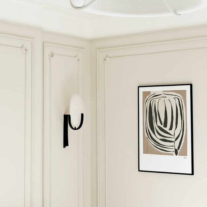 LED Alabaster Marble Wall Sconce with Brass Accents