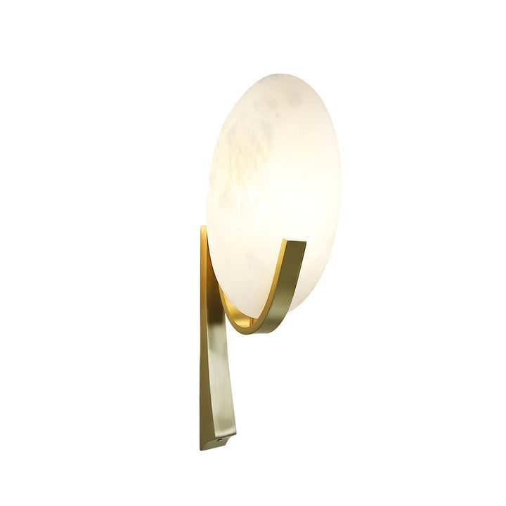 LED Alabaster Marble Wall Sconce with Brass Accents