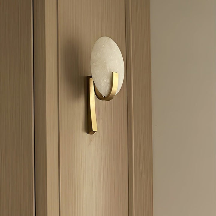 LED Alabaster Marble Wall Sconce with Brass Accents