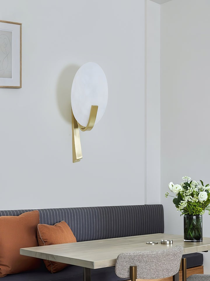 LED Alabaster Marble Wall Sconce with Brass Accents