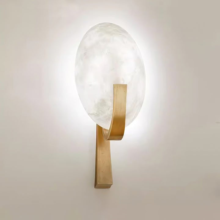 LED Alabaster Marble Wall Sconce with Brass Accents