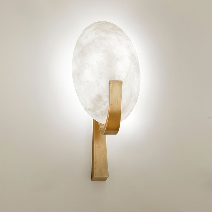 LED Alabaster Marble Wall Sconce with Brass Accents