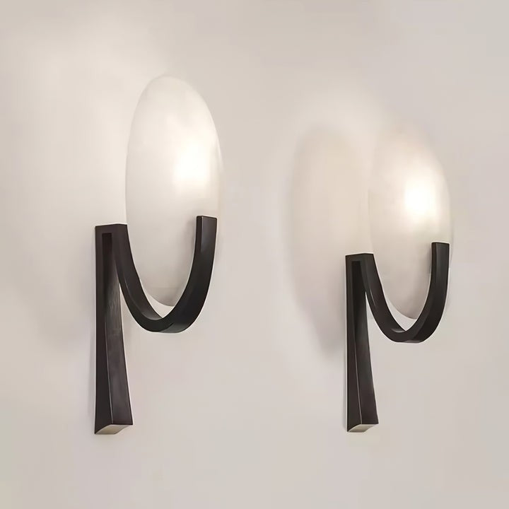 LED Alabaster Marble Wall Sconce with Brass Accents
