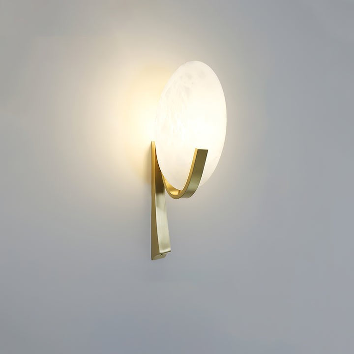 LED Alabaster Marble Wall Sconce with Brass Accents