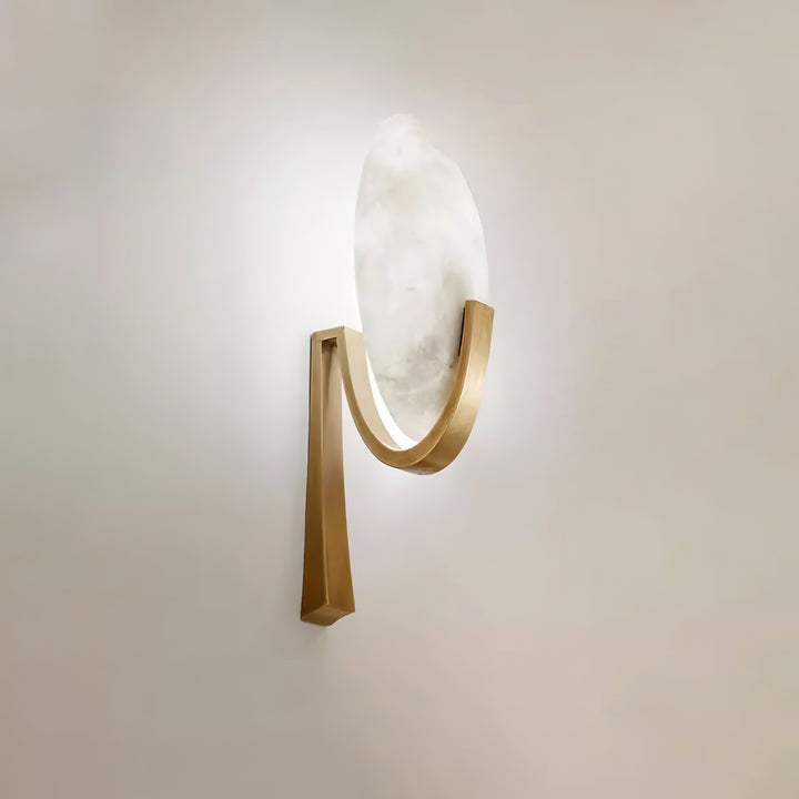 LED Alabaster Marble Wall Sconce with Brass Accents
