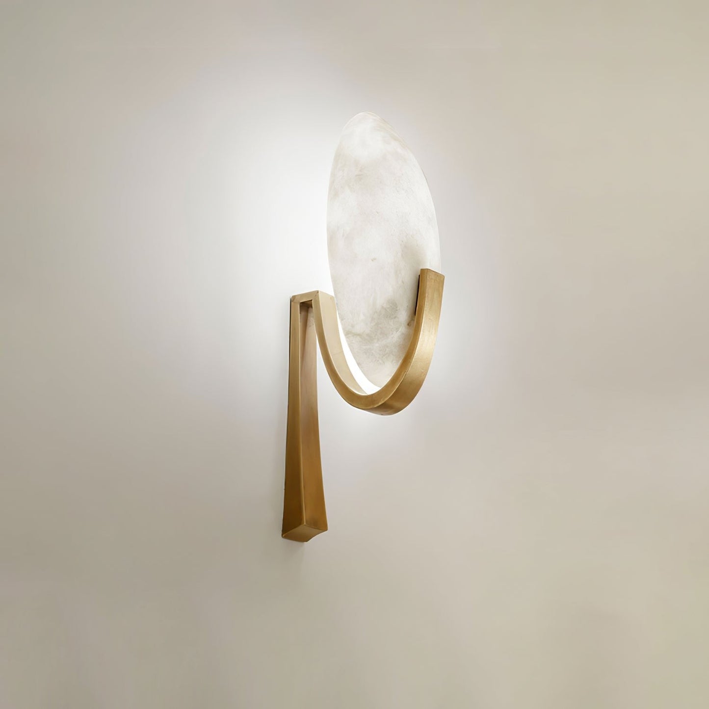 LED Alabaster Marble Wall Sconce with Brass Accents