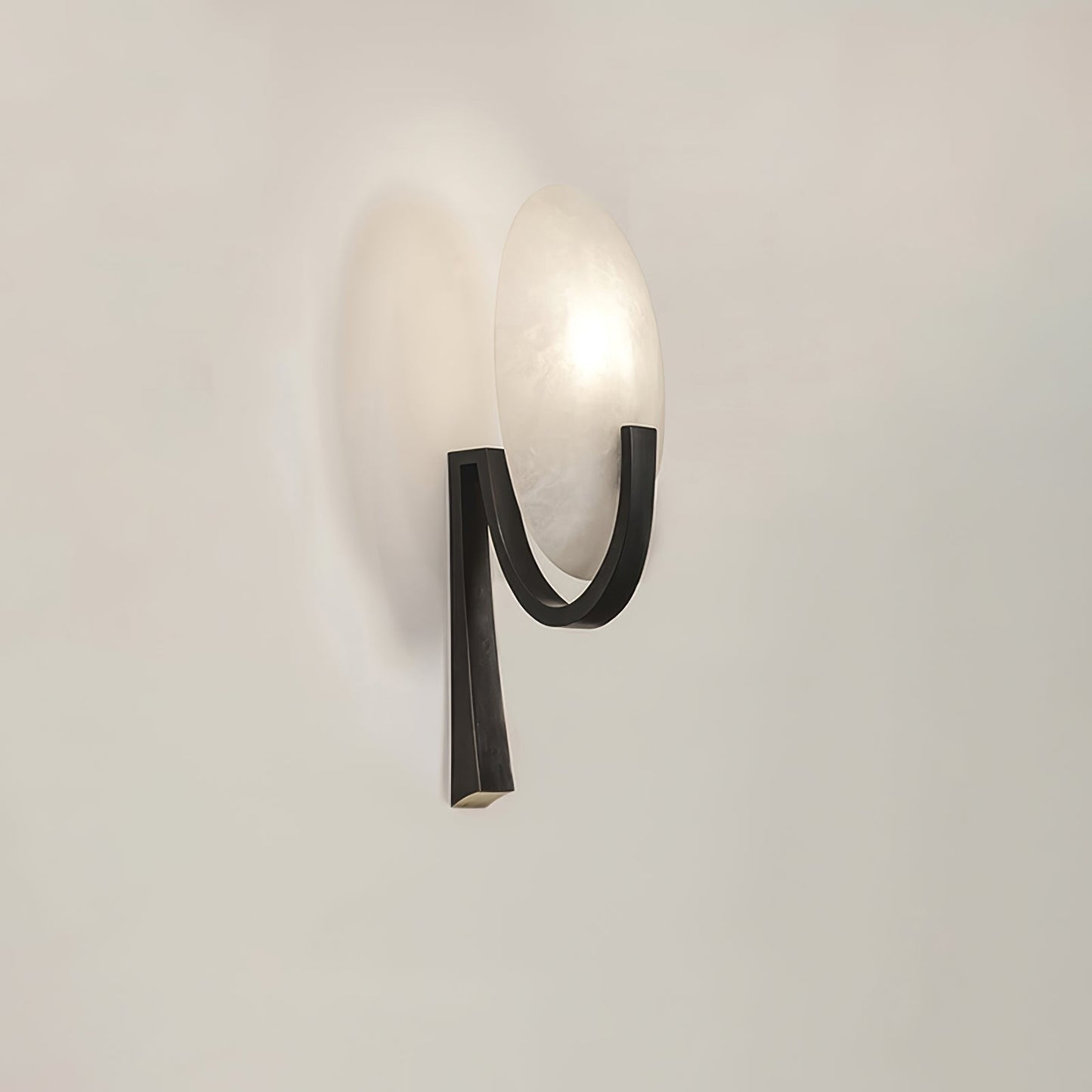 LED Alabaster Marble Wall Sconce with Brass Accents