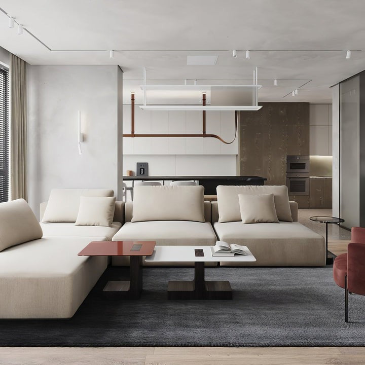 Linear Leather Suspended Pendant Light