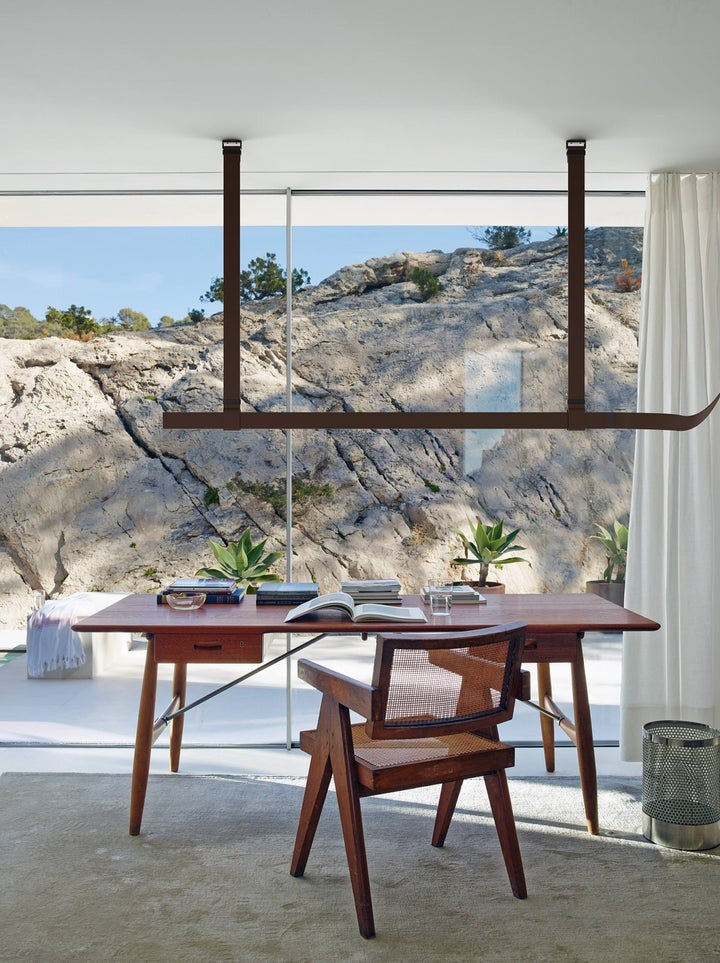 Linear Leather Suspended Pendant Light