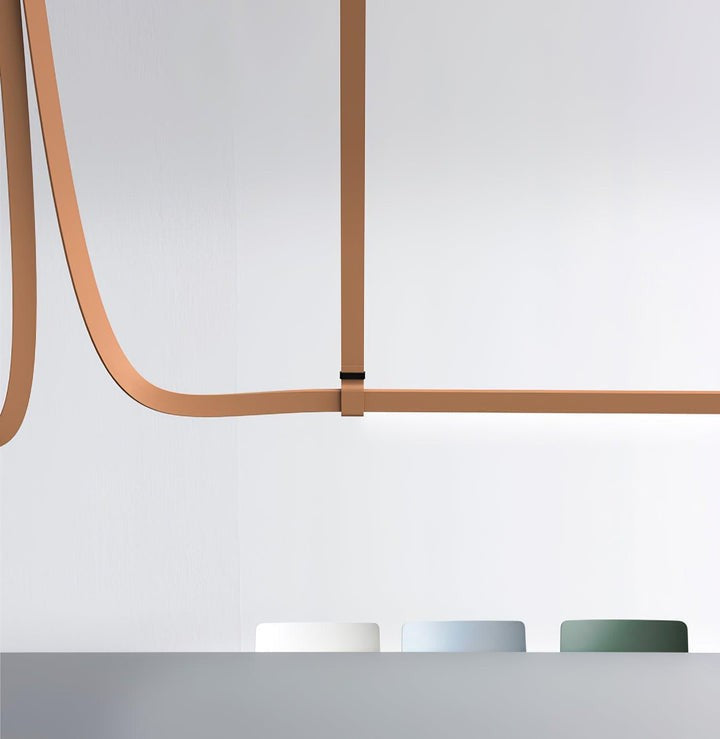 Linear Leather Suspended Pendant Light