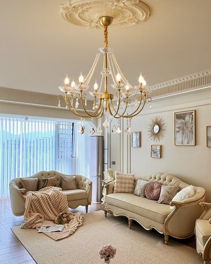 Luxe Pearl & Crystal Ceiling Chandelier