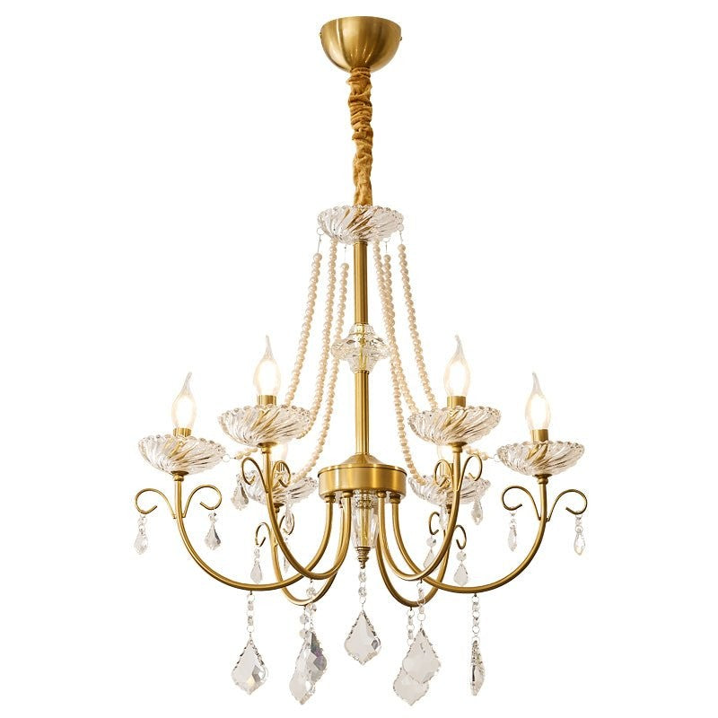 Luxe Pearl & Crystal Ceiling Chandelier