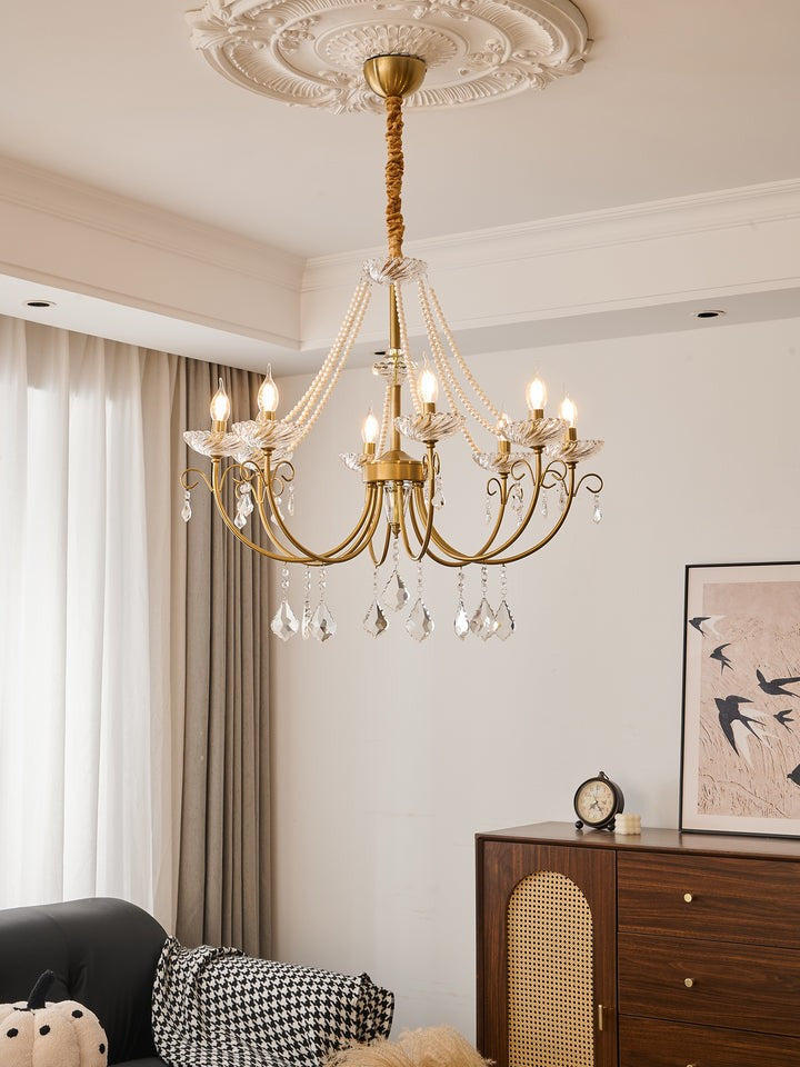 Luxe Pearl & Crystal Ceiling Chandelier