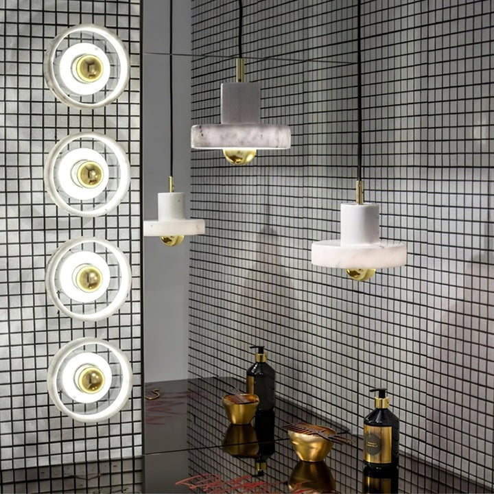 Marble LED Pendant Lamp – Adjustable Ceiling Fixture