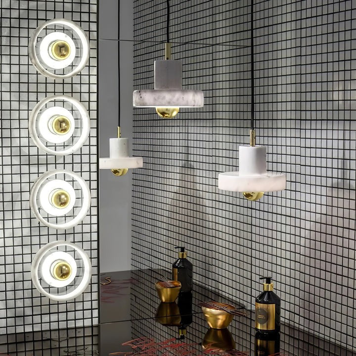 Marble LED Pendant Lamp – Adjustable Ceiling Fixture