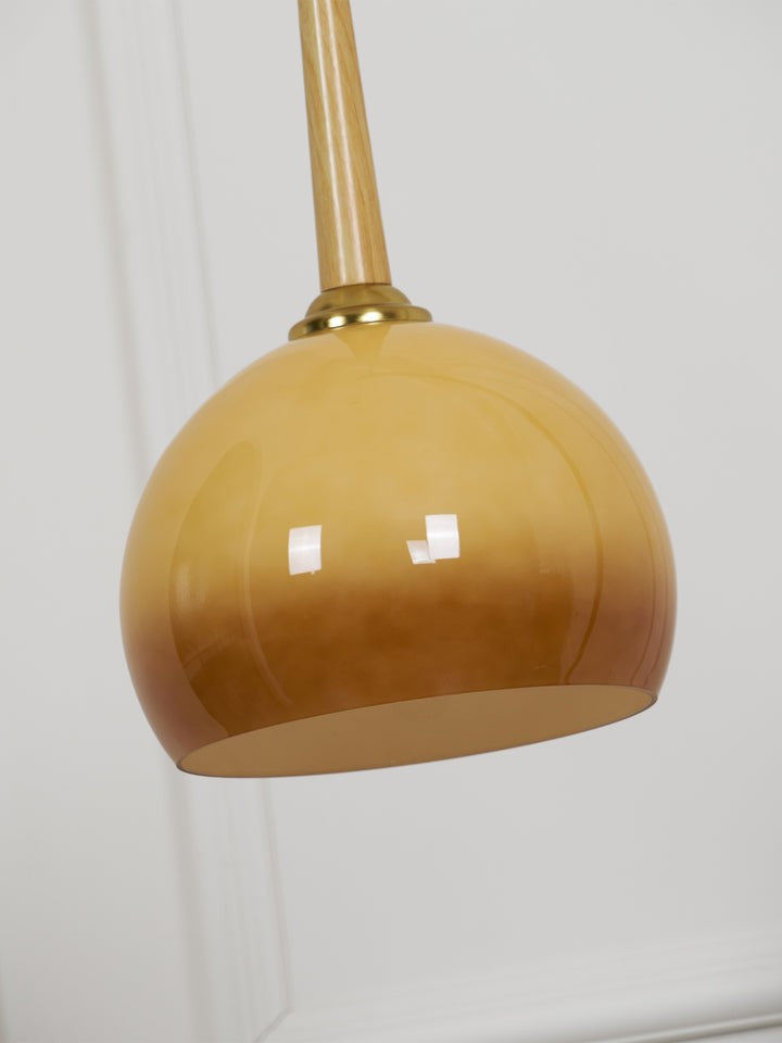 Marbled Iron & Glass Hanging Floor Lamp with Orange Shade