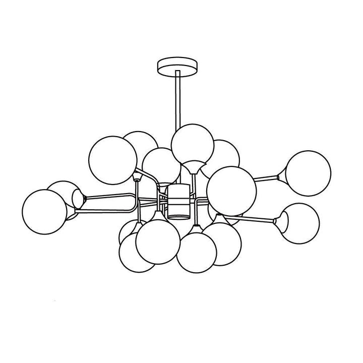 Mid-Century Asymmetrical Brass Chandelier with Glass Globes