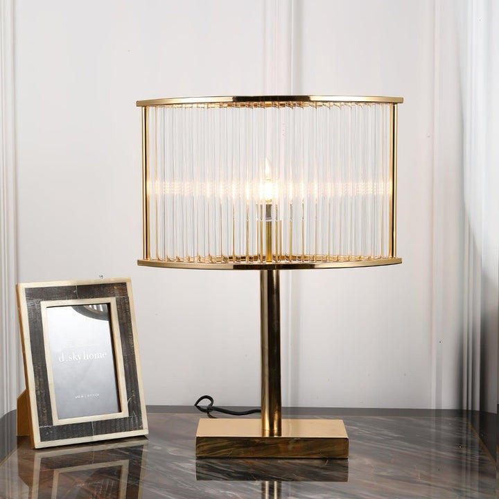 Mid-Century Cut Glass Table Lamp in Gold Finish