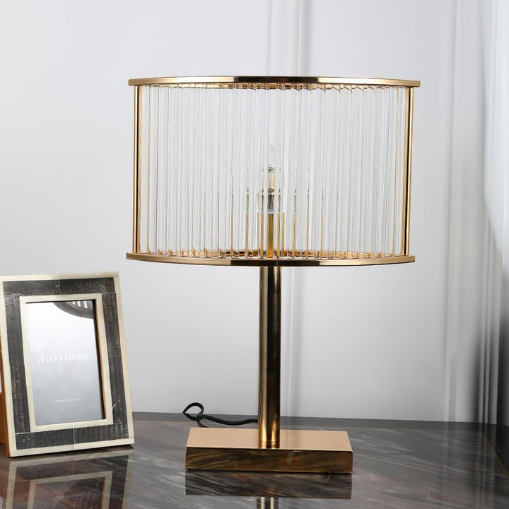 Mid-Century Cut Glass Table Lamp in Gold Finish