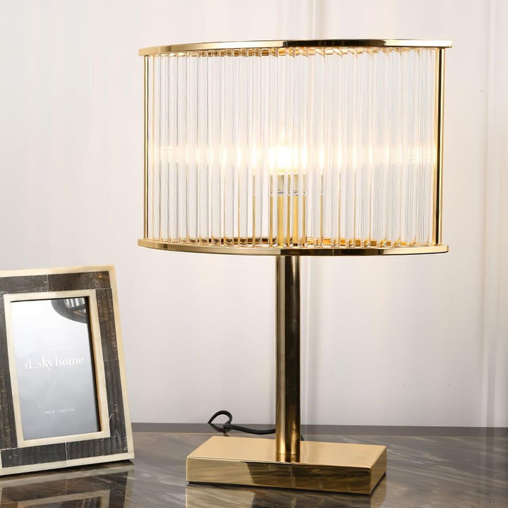 Mid-Century Cut Glass Table Lamp in Gold Finish