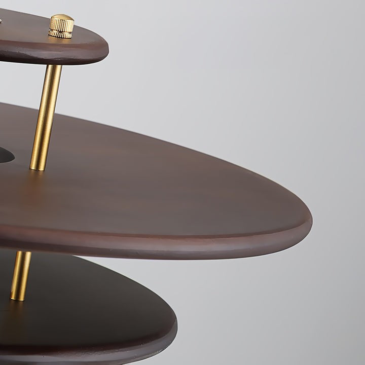 Mid-Century Ring Pendant Light in Gold & Walnut