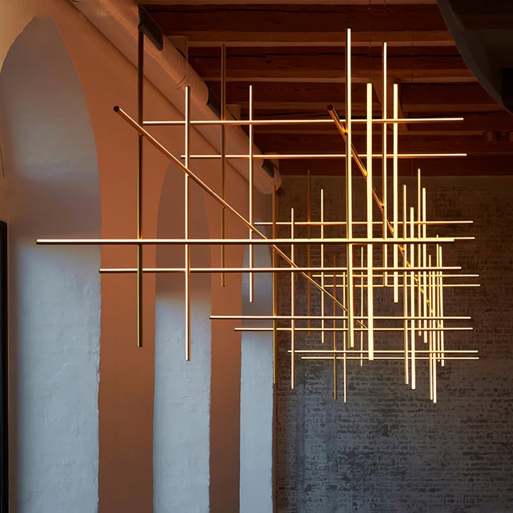 Minimalist Linear Grid LED Chandelier