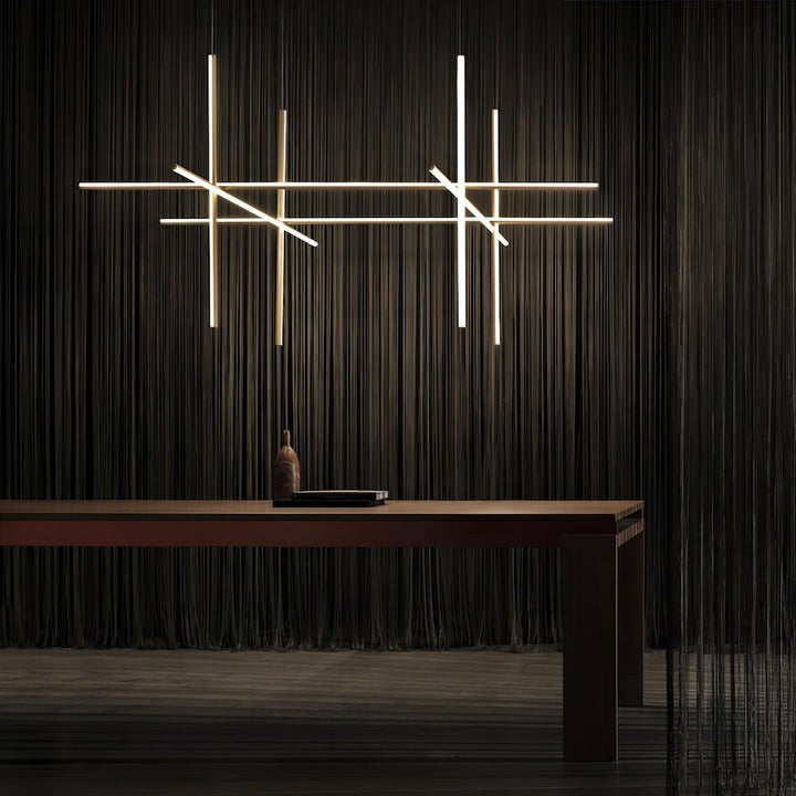 Minimalist Linear Grid LED Chandelier