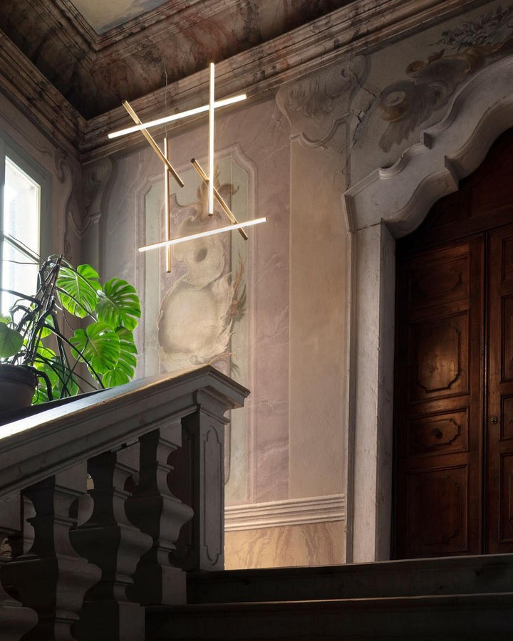 Minimalist Linear Grid LED Chandelier