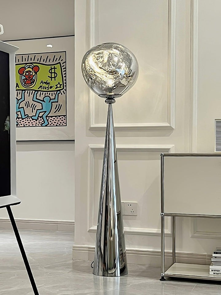 Mirrored Lava Glass Cone Floor Lamp