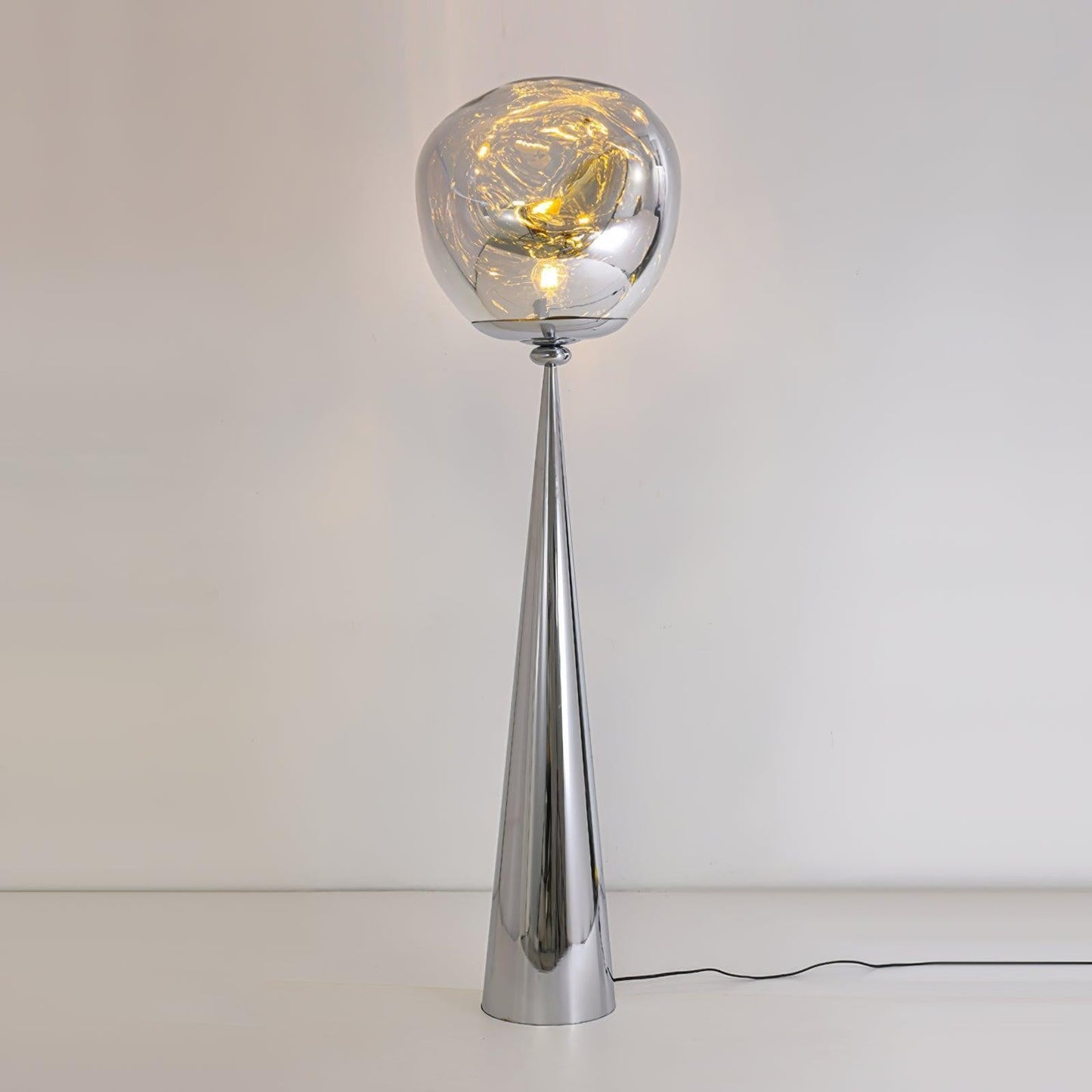 Mirrored Lava Glass Cone Floor Lamp