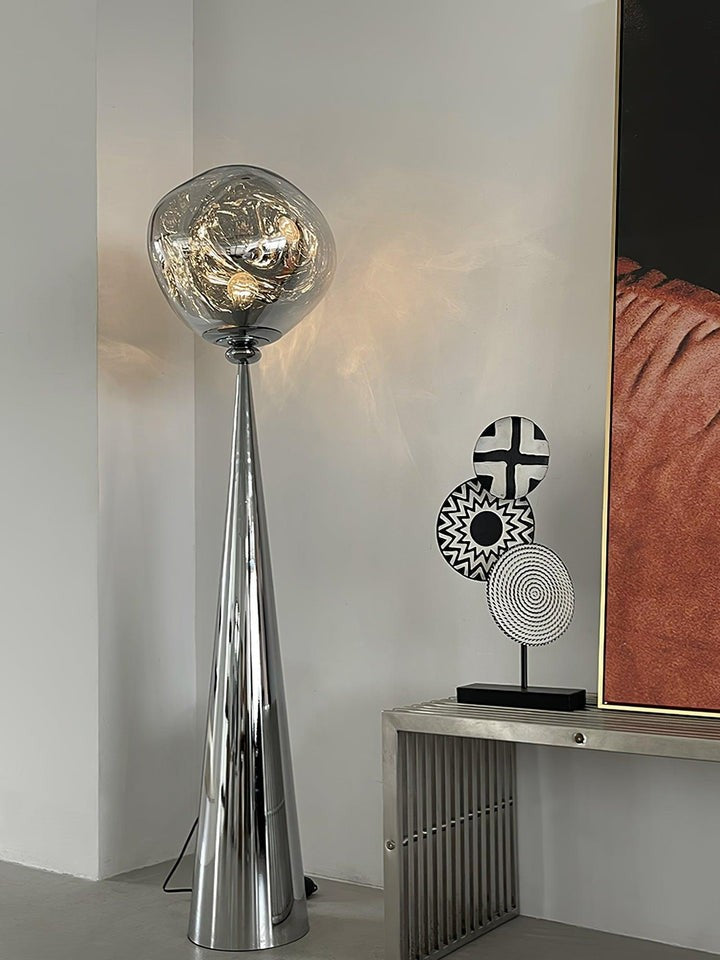 Mirrored Lava Glass Cone Floor Lamp