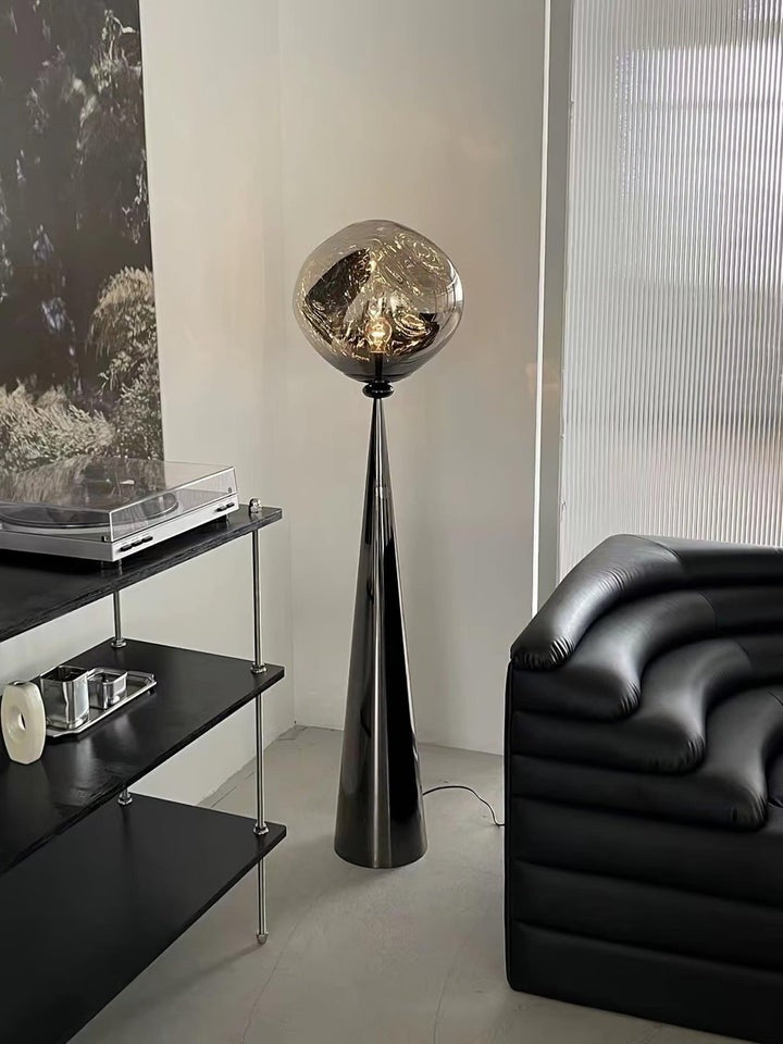 Mirrored Lava Glass Cone Floor Lamp